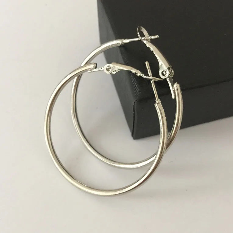 Fashion Jewelry Round Big Hoop Earrings For Women Men Accessories Ear Ring Gold Silver Color 2.5-10cm Earring Hooks Couple Gift
