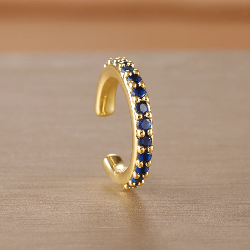 New Fashion Gold Color Star Ear Clip For Women Girls Kpop Sweet Stainless Steel Zircon Non-Piercing Ear Cuff Aesthetics Jewelry
