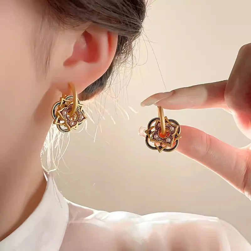 Modern Jewelry Elegant Temperament Green Color Flower Earrings For Women Female Gifts Delicate Design Ear Accessories