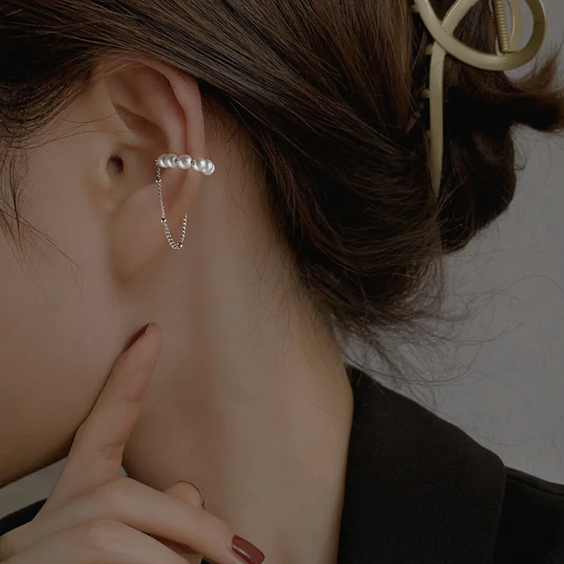Sparkling Zircon Star Ear Clip for Women Without Piercing Long Tassel Sweet Ear Cuff Clip Earrings Wedding Jewelry Gift