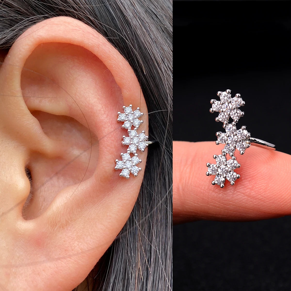 Fashion Gold Color Leaf Clip Earring For Women Without Piercing Puck Rock Vintage Crystal CZ Ear Cuff Girls Party Jewerly