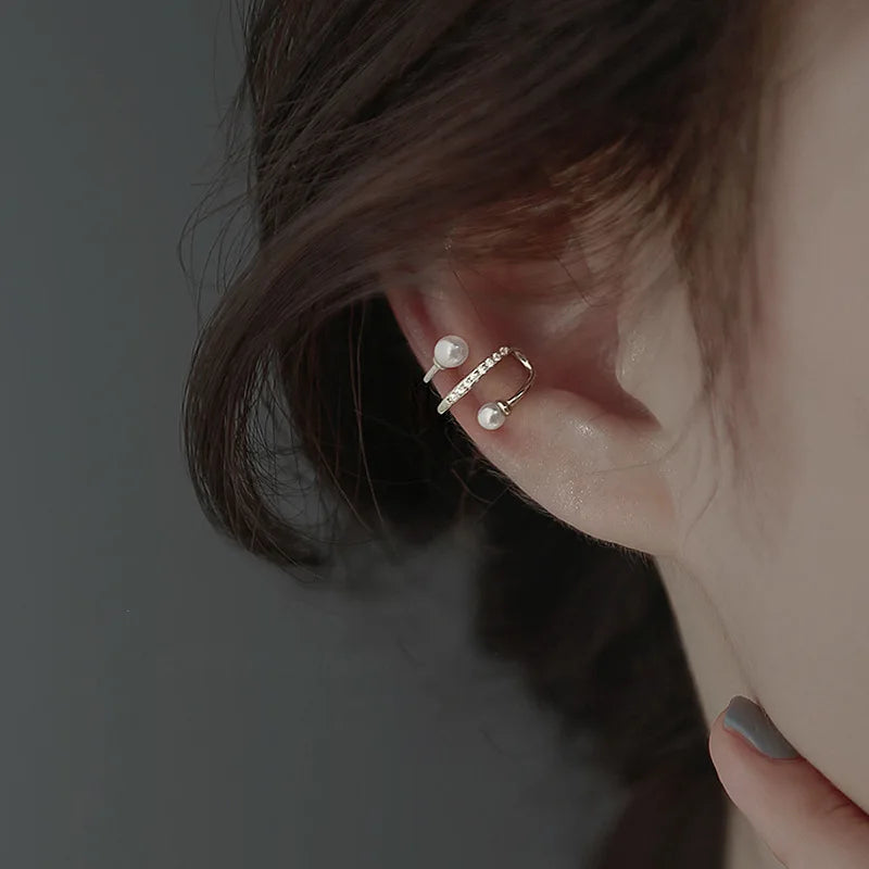 Sparkling Zircon Star Ear Clip for Women Without Piercing Long Tassel Sweet Ear Cuff Clip Earrings Wedding Jewelry Gift