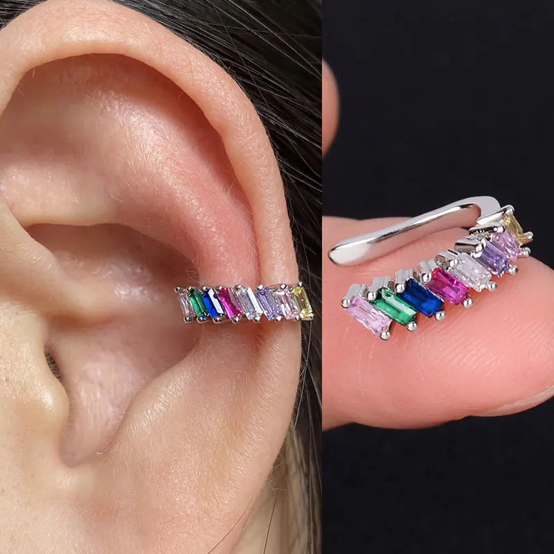 Fashion Gold Color Leaf Clip Earring For Women Without Piercing Puck Rock Vintage Crystal CZ Ear Cuff Girls Party Jewerly
