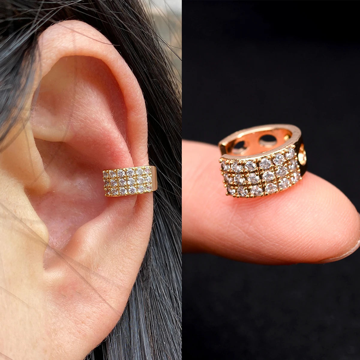 Fashion Gold Color Leaf Clip Earring For Women Without Piercing Puck Rock Vintage Crystal CZ Ear Cuff Girls Party Jewerly