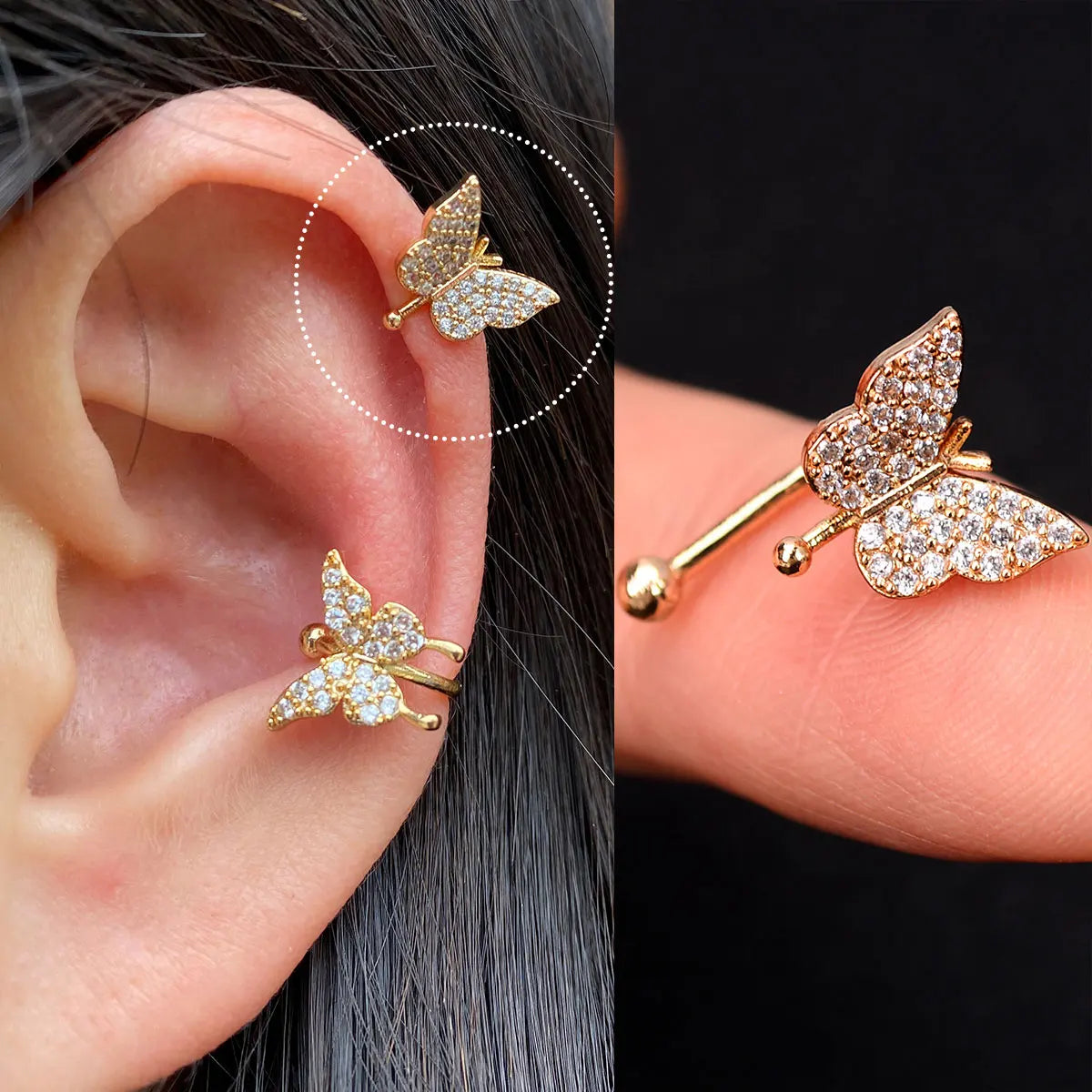 Fashion Gold Color Leaf Clip Earring For Women Without Piercing Puck Rock Vintage Crystal CZ Ear Cuff Girls Party Jewerly
