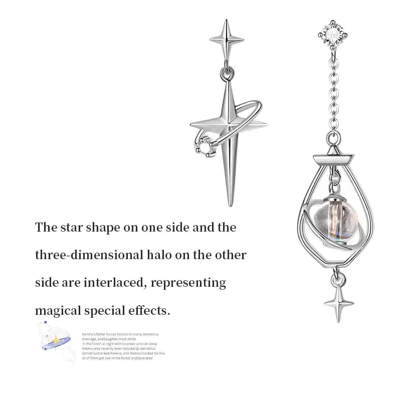 Fashionable Versatile Streling Silver Earrings Asymmetrical Fashion Earrings Retro Style Trending Engagement Party Fine Jewelry