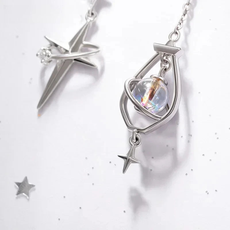 Fashionable Versatile Streling Silver Earrings Asymmetrical Fashion Earrings Retro Style Trending Engagement Party Fine Jewelry