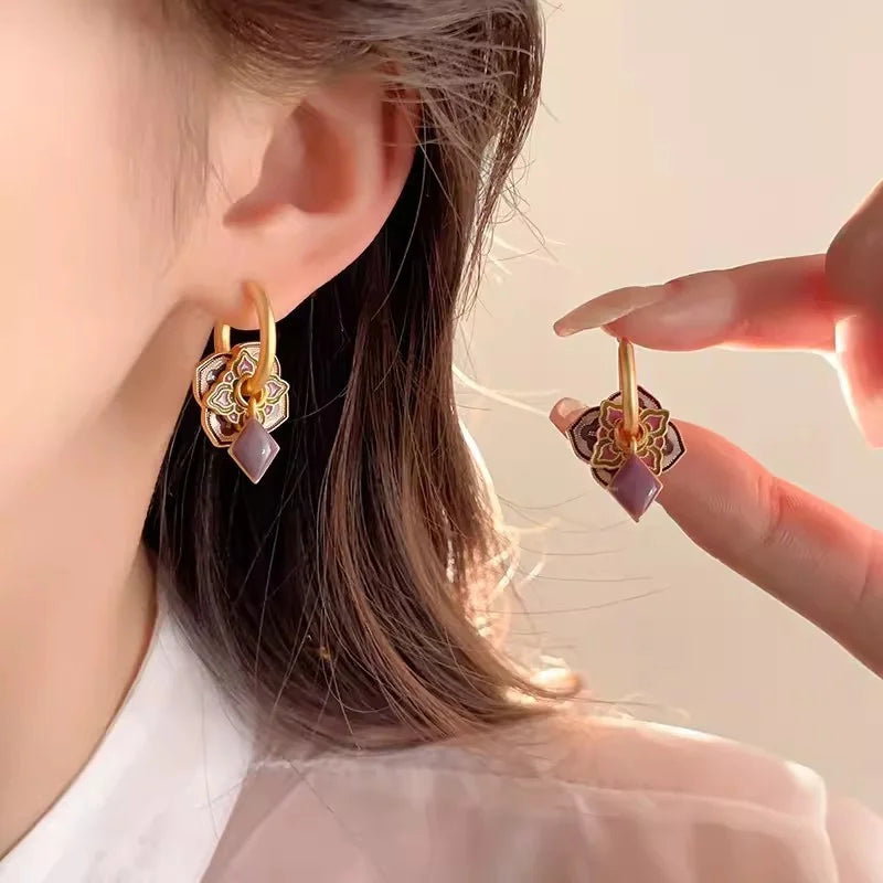 Modern Jewelry Elegant Temperament Green Color Flower Earrings For Women Female Gifts Delicate Design Ear Accessories
