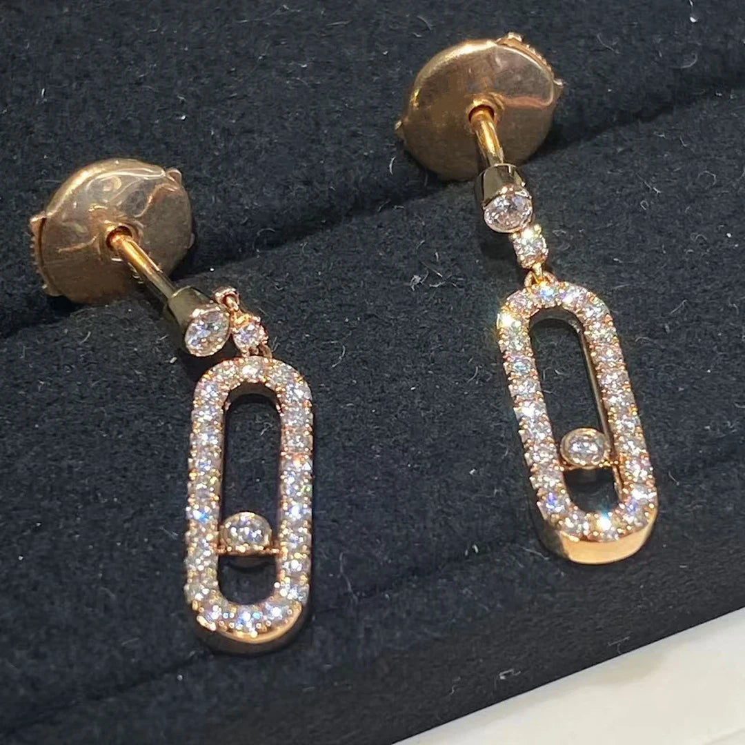 925 sterling silver classic single diamond sliding women's earrings wedding earrings.