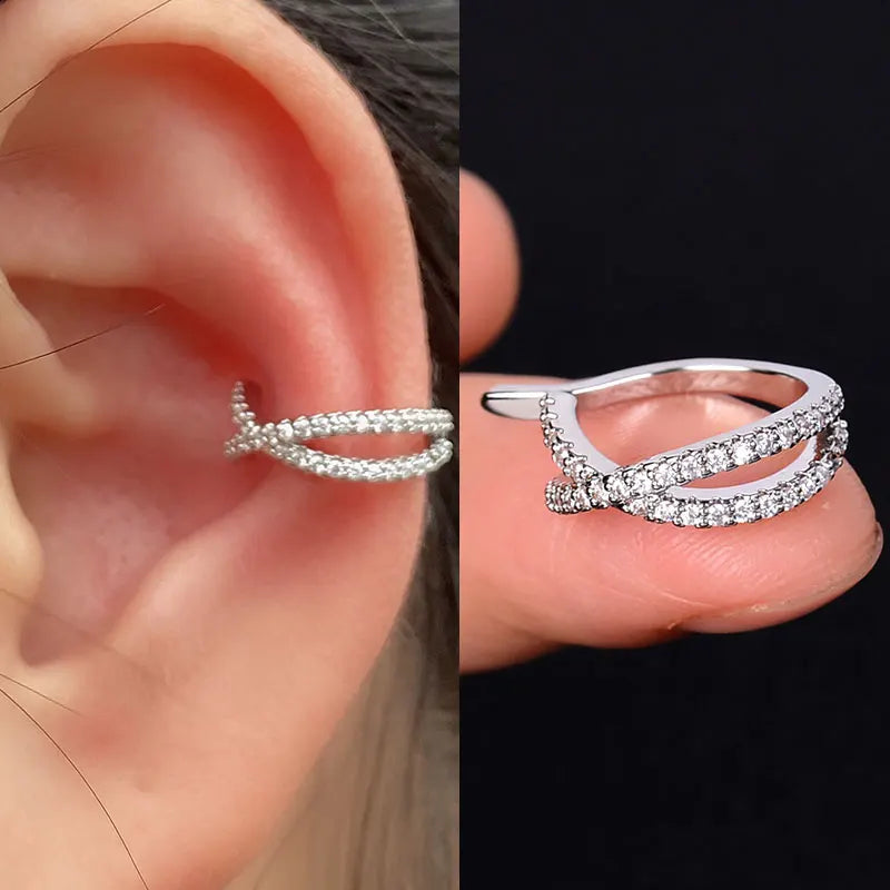 Fashion Gold Color Leaf Clip Earring For Women Without Piercing Puck Rock Vintage Crystal CZ Ear Cuff Girls Party Jewerly