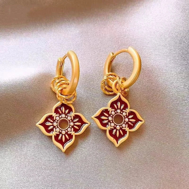 Modern Jewelry Elegant Temperament Green Color Flower Earrings For Women Female Gifts Delicate Design Ear Accessories