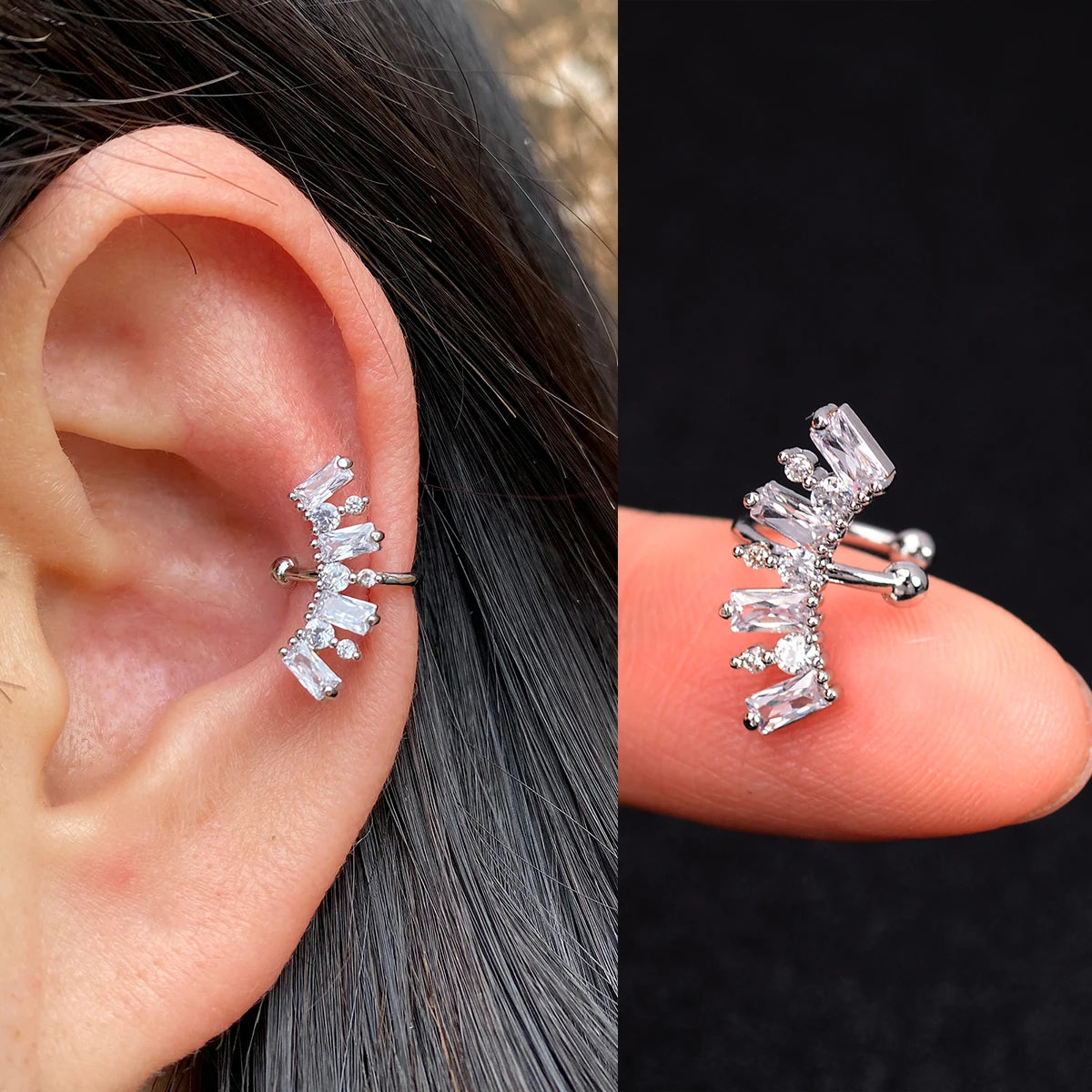 Fashion Gold Color Leaf Clip Earring For Women Without Piercing Puck Rock Vintage Crystal CZ Ear Cuff Girls Party Jewerly