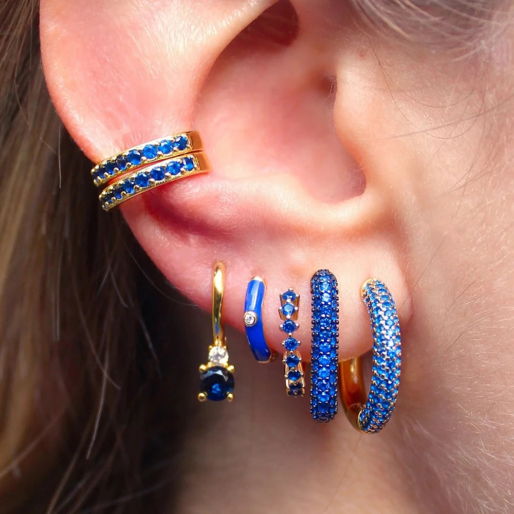 New Fashion Gold Color Star Ear Clip For Women Girls Kpop Sweet Stainless Steel Zircon Non-Piercing Ear Cuff Aesthetics Jewelry