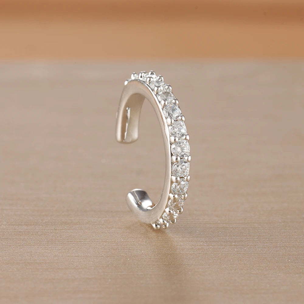 New Fashion Gold Color Star Ear Clip For Women Girls Kpop Sweet Stainless Steel Zircon Non-Piercing Ear Cuff Aesthetics Jewelry
