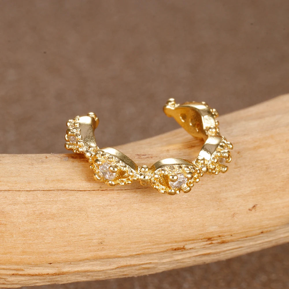 1PC New Design Stainless Steel Zircon Clip Earrings For Woman Fashion No Piercing Fake Cartilage Jewelry