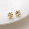 4PCS Dainty Small Round Bead Design Ear Studs Earrings for Jewelry Findings DIY Hand Made Brass 14k Gold Plated 10.5*5mm