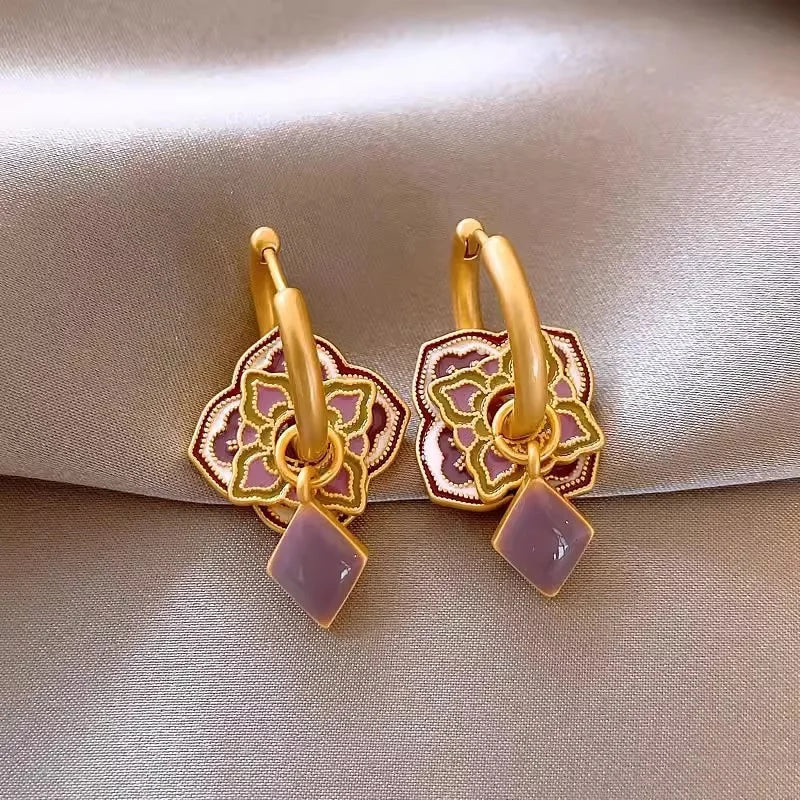 Modern Jewelry Elegant Temperament Green Color Flower Earrings For Women Female Gifts Delicate Design Ear Accessories