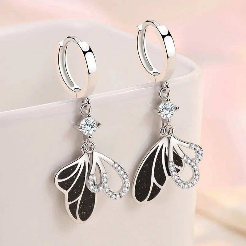 925 Sterling Silver Earrings Designed Bow Zircon Long Earrings Engagement Jewelry Gift For Women Charm