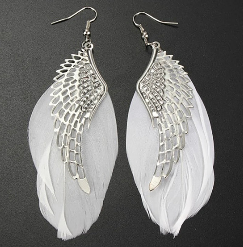 12Pairs/Lot Feaher Earrings Studs Ethnic Style Women Bohemian Fairy Accessories Leaf Vintage Aesthetic Charms Jewelry Making