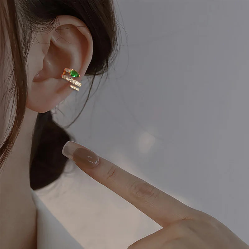 Sparkling Zircon Star Ear Clip for Women Without Piercing Long Tassel Sweet Ear Cuff Clip Earrings Wedding Jewelry Gift