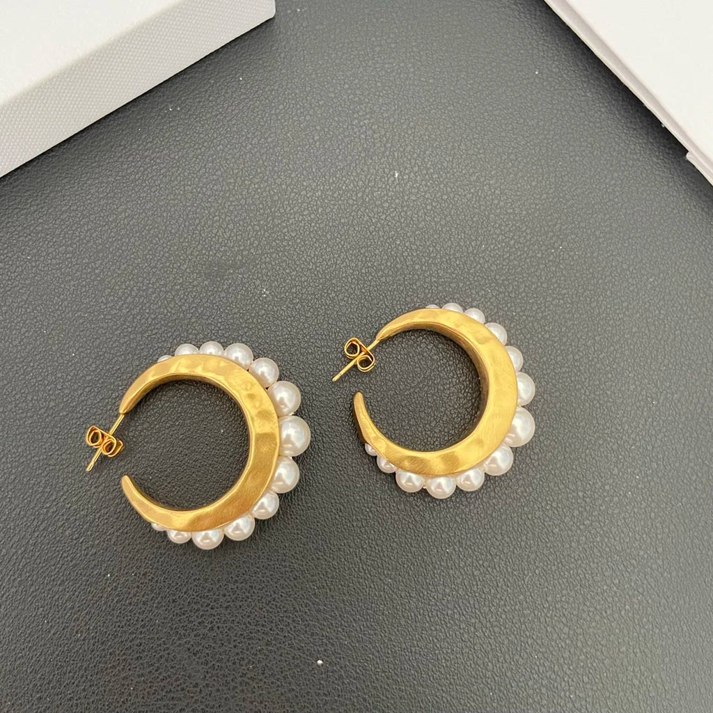 Europe America Brass Gold Plated Pearl Luxury Earrings Woman Exquisite Top Quality Jewelry Accessories