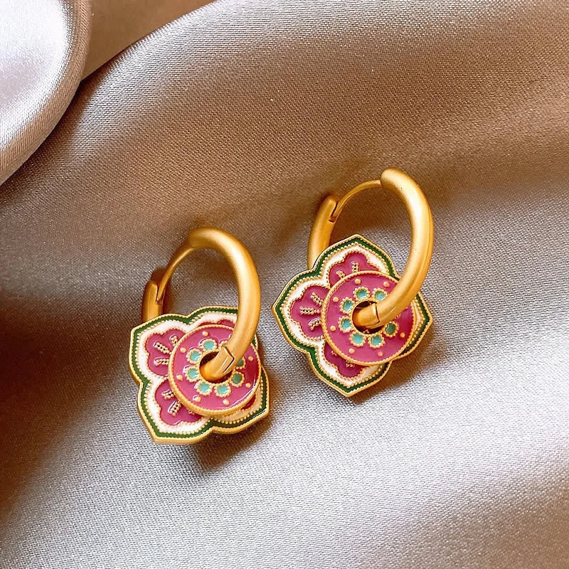 Modern Jewelry Elegant Temperament Green Color Flower Earrings For Women Female Gifts Delicate Design Ear Accessories