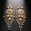 European and American rhinestone earrings for women's fashionable multi-layer exaggerated tassel earrings, versatile accessories