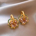 Modern Jewelry Elegant Temperament Green Color Flower Earrings For Women Female Gifts Delicate Design Ear Accessories