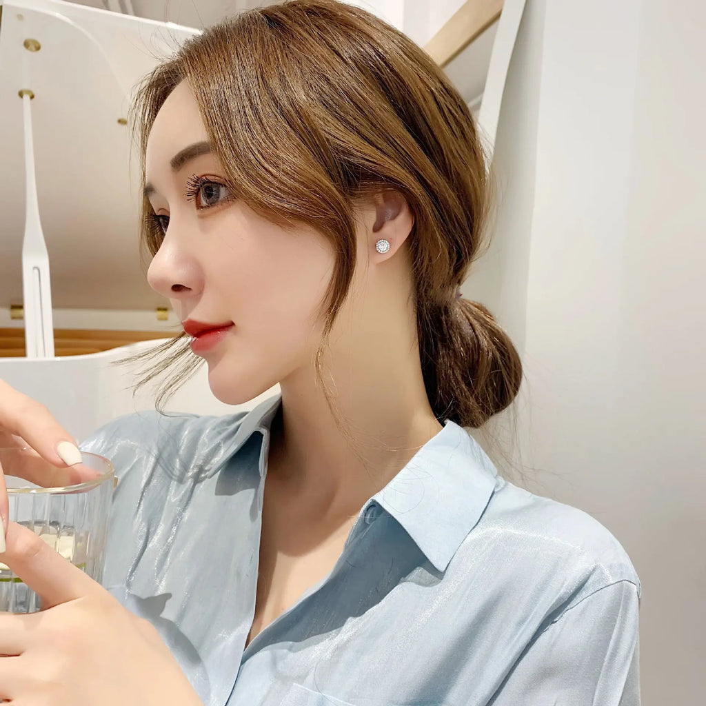 925 Sterling Silver Earrings Women Sparkling Zirconium Long U-shaped Hoop Earring For Anniversary Wedding Jewelry Gifts