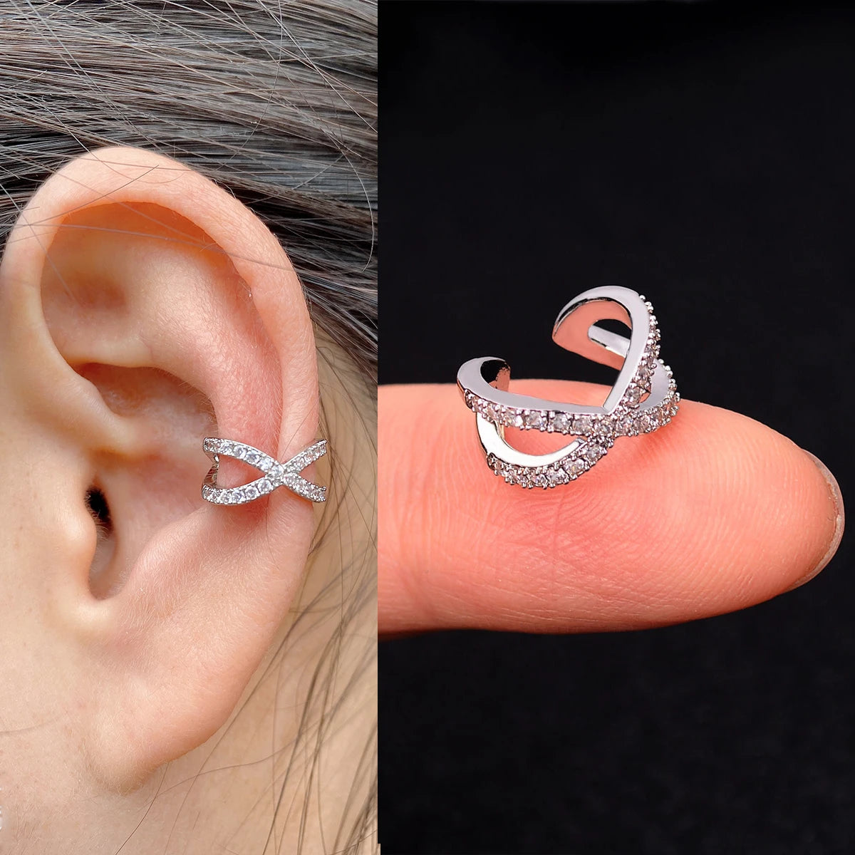 Fashion Gold Color Leaf Clip Earring For Women Without Piercing Puck Rock Vintage Crystal CZ Ear Cuff Girls Party Jewerly