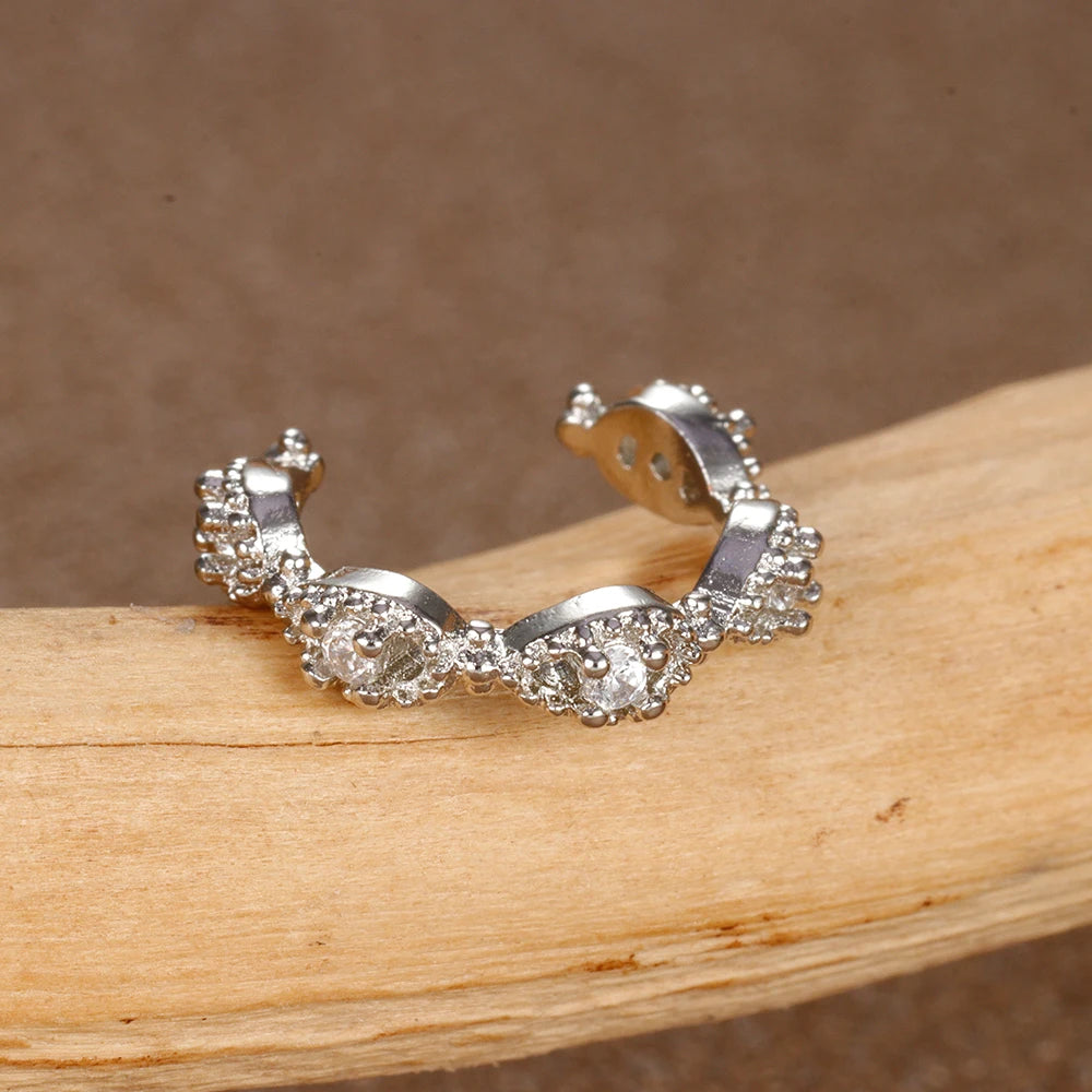 1PC New Design Stainless Steel Zircon Clip Earrings For Woman Fashion No Piercing Fake Cartilage Jewelry