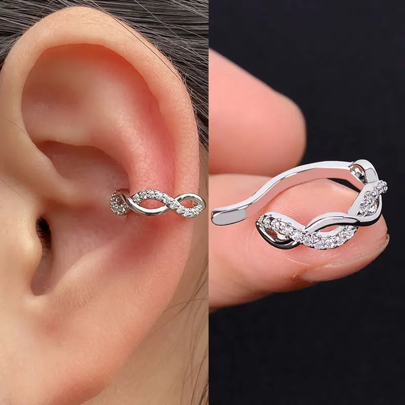 Fashion Gold Color Leaf Clip Earring For Women Without Piercing Puck Rock Vintage Crystal CZ Ear Cuff Girls Party Jewerly